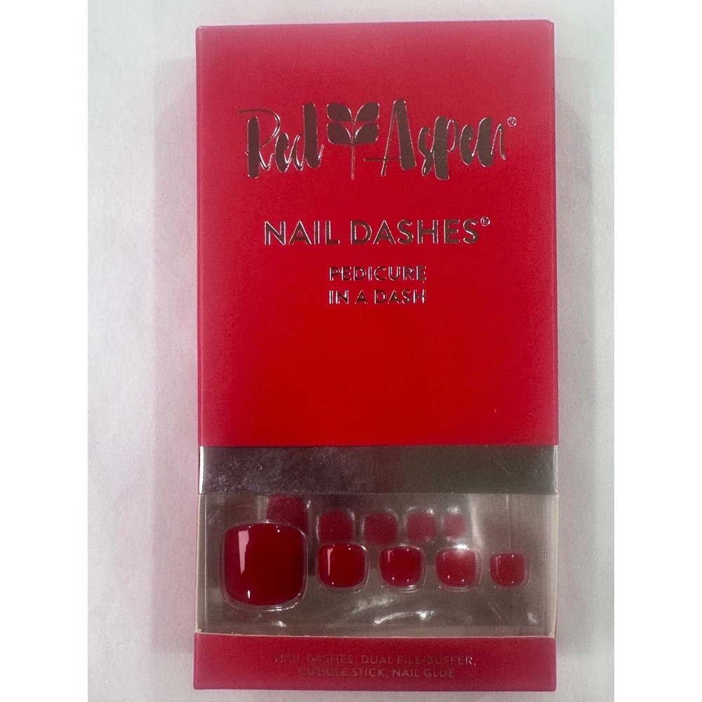 Red Aspen Nail Dashes Pedicure Tulips for Tori Glossy Red Press On Toe Nails NEW